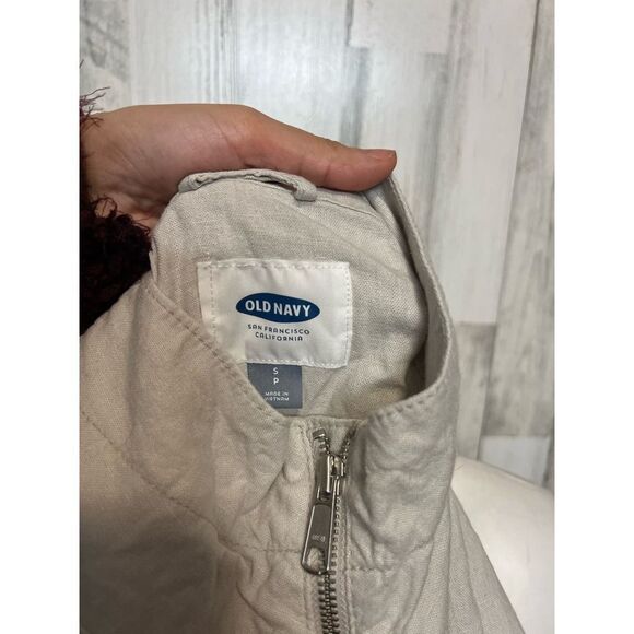 Old Navy Beige Linen Blend Utility Jacket – Size Small - Picture 6 of 7
